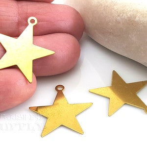 Brass Star Charms, Mini Star Charms, Brass Earring Charms, 22x25mm, Star Pendants Charms, Star Jewelry Findings