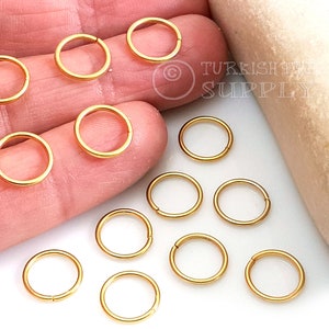 Gold Jump Rings, 10mm Jump Rings, 22k Gold Plated Jump Rings, Large Split Jump Rings, Open Jump Ring Connectors, Jewelry Findings, 25pc