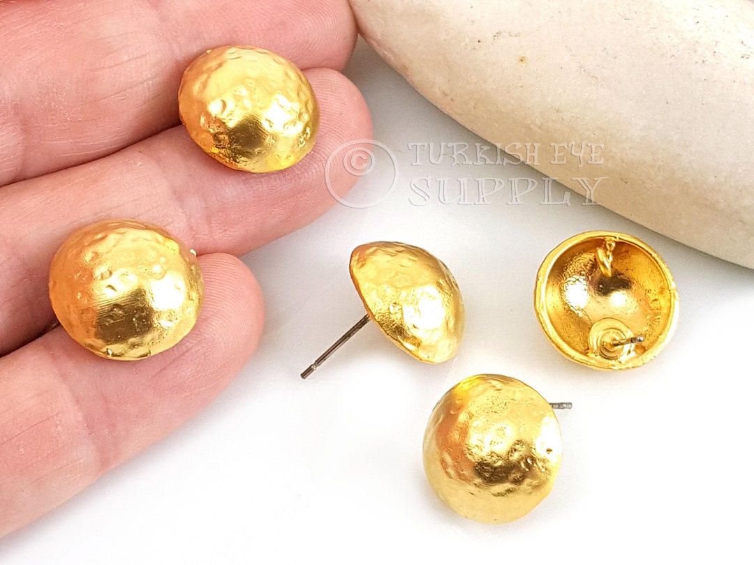 Gold Earring Post With Loop, Gold Earring Blanks, Gold Earring