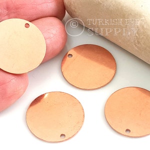 Raw Copper Round Discs, Raw Copper Disc Tags, Copper Disc Charms, Raw Copper Findings, 20mm Copper Stamping Discs, 6Pc