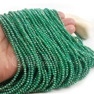 3mm Pine Green AB Crystal Beads, Faceted Crystal Rondelle Spacer Bead Strands
