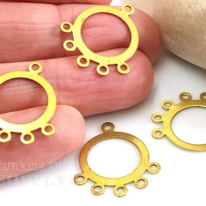 Brass Chandelier Earring Blanks, Brass Hoop Hoop Connector Charms, Round Connectors, Connector Hoop Findings, Raw Brass Earring Connectors