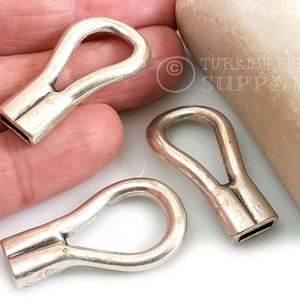 Silver Cord End Clasps, Large Silver Clasp, Interlocking Buckle Clasp, Leather Cord Clasp, Bracelet Findings, 1 Set
