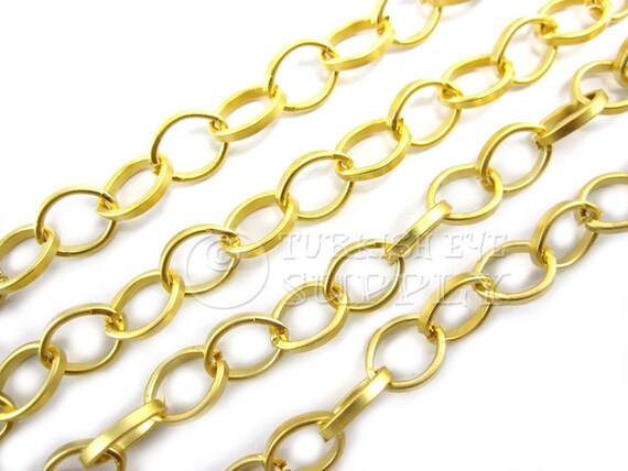 22k Gold Plated Oval Link Chain:13mm Large Weighty Chain (1 Meter