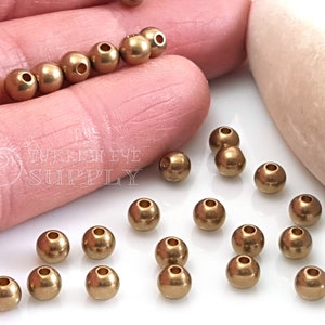 5mm Raw Brass Ball Beads, Brass Ball Spacer Beads, Round Brass Beads, Raw Brass Jewelry Findings, 30pc
