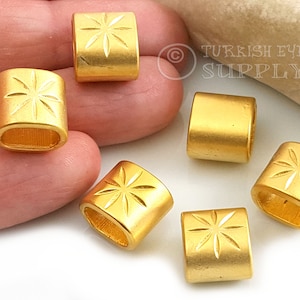 Gold Plated Tube Spacer Beads, Tube Spacer Findings,  Gold Spacer Beads,  Bracelet Beads, Gold Jewelry Components, Gold Findings, 2Pc
