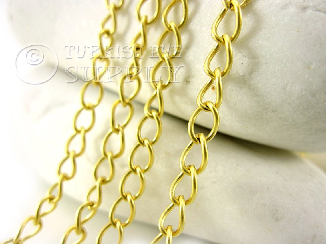 Oval Twisted Link Chain 4x5mm Oval Chain 22k Gold Plated Etsy