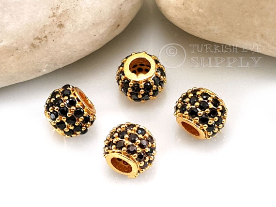 Crown Brooch 5/10pc Brass Micro Pave Cubic Zirconia Ball Crown Beads Loose Spacer Bead Craft Crown Brooch Pin For Women