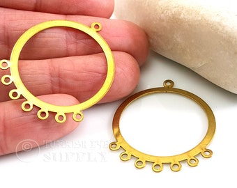 Brass Chandelier Earring Blanks, Brass Hoop Hoop Connector Charms, Round Connectors, Connector Hoop Findings, Raw Brass Earring Connectors