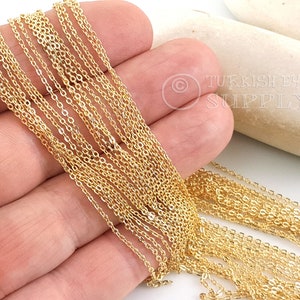Shiny Gold Chain, Dainty Gold Cable Chain, 1.2mm, Bulk Chain, 5 Meter - 16.5 Feet