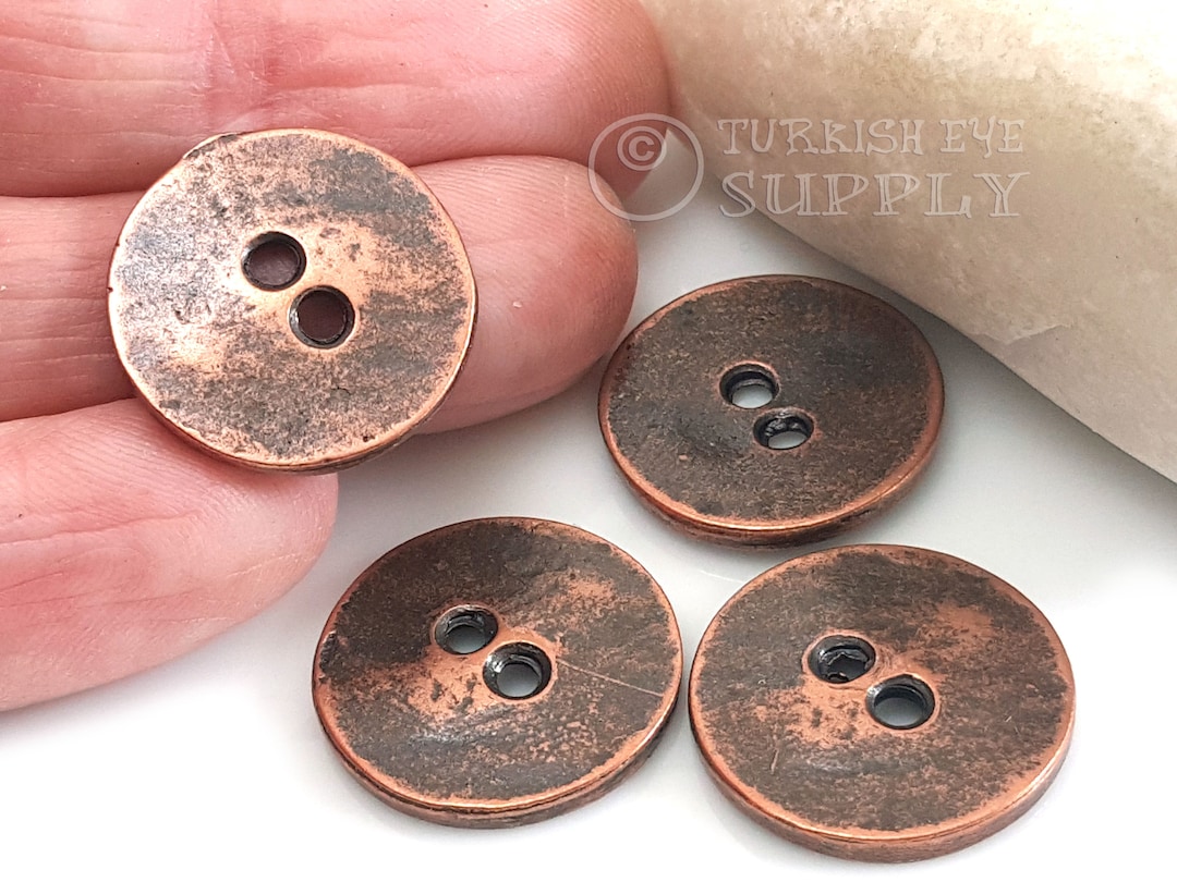 Copper Button Charms, Button Closure Clasps, Large Round Metal Button ...