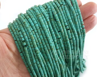 Turquoise Afghan Beads, Turquoise Matrix Seed Beads, Heishi Strands, Howlite Beads, Semiprecious Gemstone Beads, Loose Beads 3mm