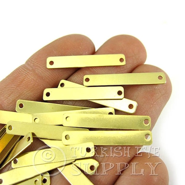 Brass Rectangle Bar Charms, Raw Brass Stamping Blanks, Brass Earring Connector Charms Findings, Rectangle Stamping Tags, 30Pc