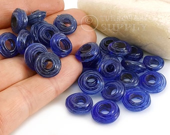 Blue Round Glass Beads, Artisan Handmade Glass Bead, Traditional Turkish Beads, 20Pc