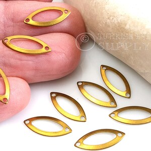 Brass Marquise Connector Charms, Brass Oval Charms, Brass Earring Connector Findings, Raw Brass Jewelry Findings, 100 Pc