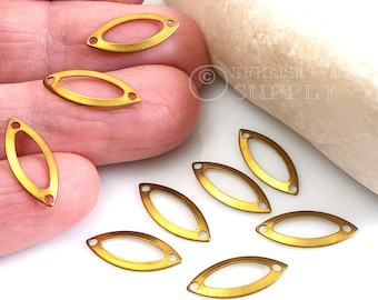Brass Marquise Connector Charms, Brass Oval Charms, Brass Earring Connector Findings, Raw Brass Jewelry Findings, 100 Pc