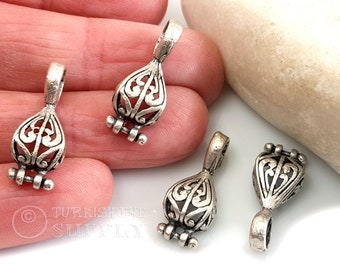 Dijes de conector de plata, hallazgos de aretes chapados en plata, dijes de conector de aretes, joyería de plata, componentes multiloop de aretes de plata, 2 piezas