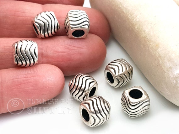 Large Hole Beads, Silver Spacer Beads, Silver Hoop Beads, Silver Plated  Beads, Jewelry Spacers, Silver Spacer Beads, Large Spacer Bead, 4 pc