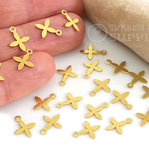 Dijes de estrella de latón crudo, pequeños dijes de estrella, dijes de gota de latón, 50 piezas