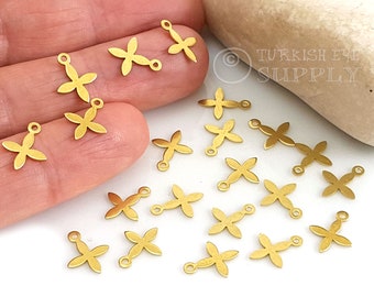 Raw Brass Star Charms, Tiny Star Charms, Brass Drop Charms, 50pc