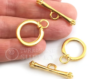 Cierres de palanca grandes chapados en oro de 22 quilates: accesorios para collares y pulseras (2 juegos)