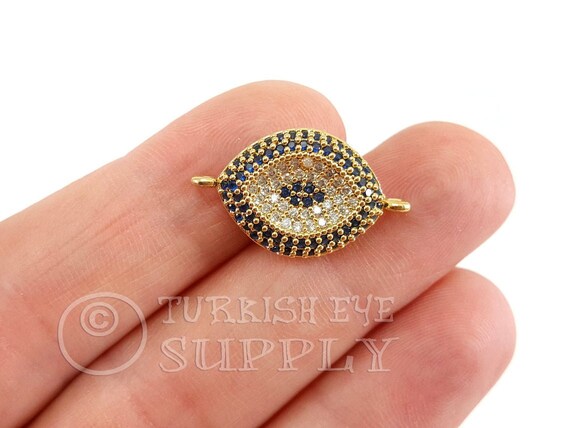 Pave Evil Eye Charm Or Evil Eye Connector Evil Eye Charm Plaque Or CZ Eye Connector Evil Eye Bracelet Connector Charm 1 pc Etsy France