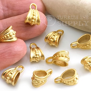 Gold Pendant Bail, Mini Gold Bail, Necklace Bail Findings, Beading Bails, 5pc
