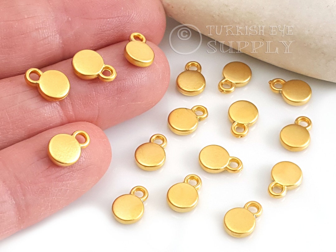 Tiny Gold Disc Charms, Gold Coin Charms, Gold Bracelet Charms, Beading