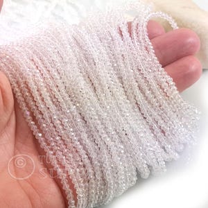 2mm Transparent White AB Crystal Beads, Faceted Crystal Rondelle Spacer Bead Strands