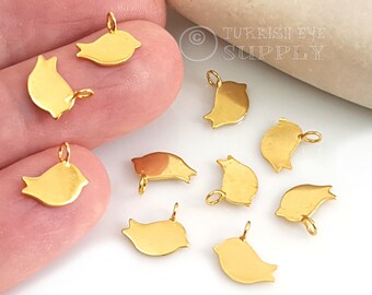 Gold Bird Charms, Delicate Bird Charms, Mini Bird Necklace Charms, Bracelet Charms, Bird Findings, 5Pc
