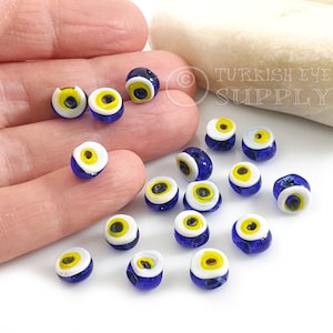Artisan Handmade Blue Evil Eye Beads, Turkish Evil Eye Beads, 5Pc DG