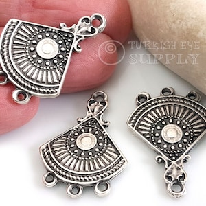 Tribal Silver Connector Charms, Multi Strand Connectors, Multi Loop Connector, Silver Jewelry Findings, Chandelier Earring Charms, 4 pc