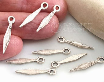 Silver Spike Charms, Antique Silver Plated, Mini Spike Charms, Silver Findings, Turkish Jewellery, 15 pc