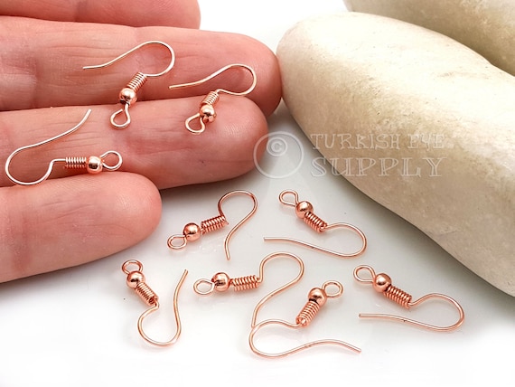 Rose Gold Fish Hook Earring Wires, French Hook Earring Wires, Rose