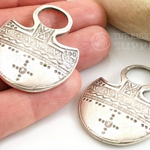 Silver Tribal Pendant, Antique Silver Plated, Tibetan Silver Jewelry, 1 Pc