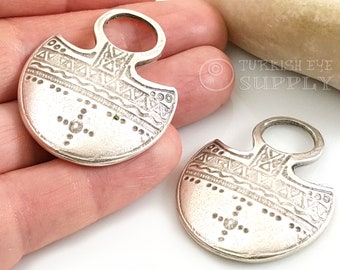 Silver Tribal Pendant, Antique Silver Plated, Tibetan Silver Jewelry, 1 Pc