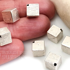 Large Silver Cube Beads, Square Beads, Silver Plated Beads, Cube Spacers, Silver Spacer Findings, Jewelry Components, 4 Pc