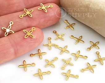 Raw Brass Star Charms, Tiny Star Charms, Brass Drop Charms, 50pc