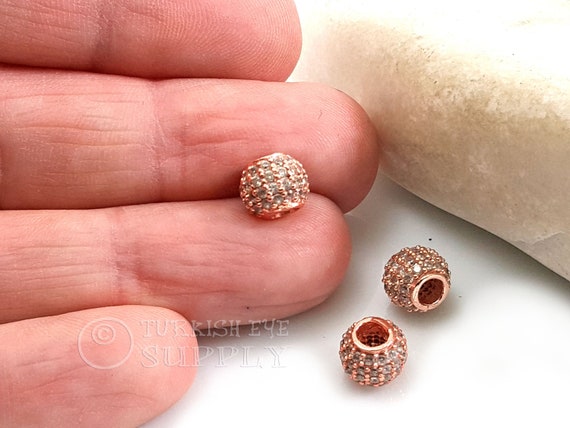 Pave Ball Beads Rose Gold Pave Beads Shamballa Pave Beads Pave