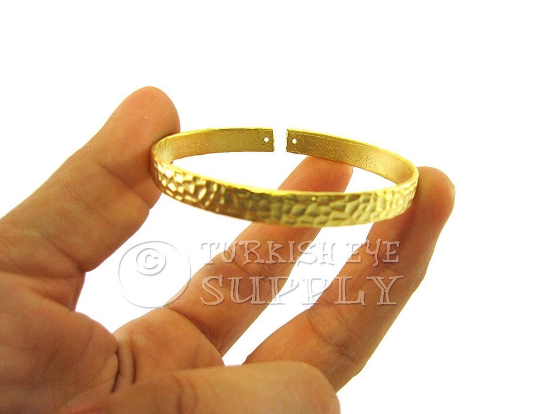 Hammered Gold Cuff Bracelet 22k Gold Plated Blank Bangle Etsy UK