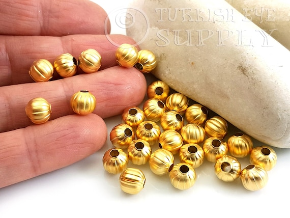 Gold Ball Spacer Beads, Mini Round Beads, Rustic Ball Bead, Gold Spacer  Bead Findings, Turkish Jewelry, 8mm Ball Beads, 10pc 