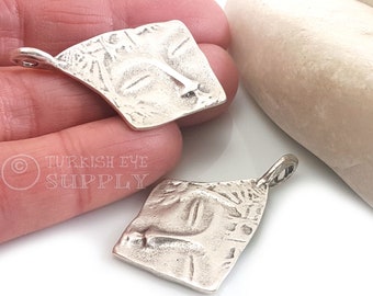 Silver Face Charm, Greek Mask Pendant, Tribal Mask Pendant, Silver Mask Pendant, Jewelry Supplies, Tribal Pendant, Silver Jewelry, 1 Pc
