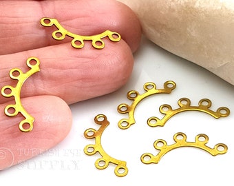 Brass Earring Links, Brass Earring Findings, Multi Loop Earrings, Raw Brass Chandelier Earring Components, Raw Brass Connectors