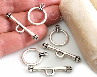 Chiusure a levetta in argento, chiusura grande in argento, chiusura a barra a T, chiusura a levetta in argento, chiusura per collana, componenti per chiusura in argento, chiusura per bracciale, 2 set