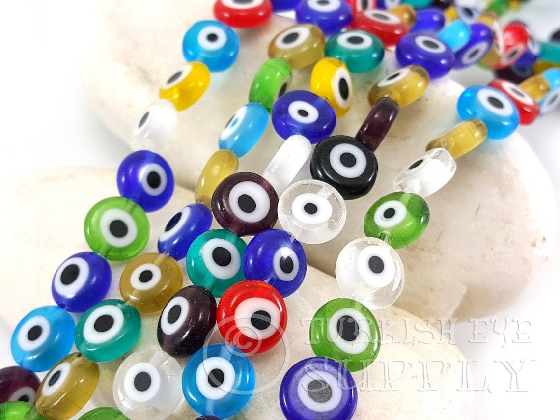 Evil Eye Beads Multicolor 8mm Evil Eye Beads Round Evil Eye Etsy