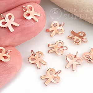 Rose Gold Bow Tie Charms, Tiny Bow Tie Charms, 5Pc