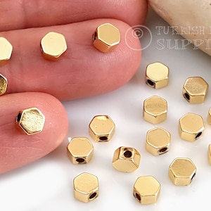 Shiny Gold Plated Hexagon Spacer Beads