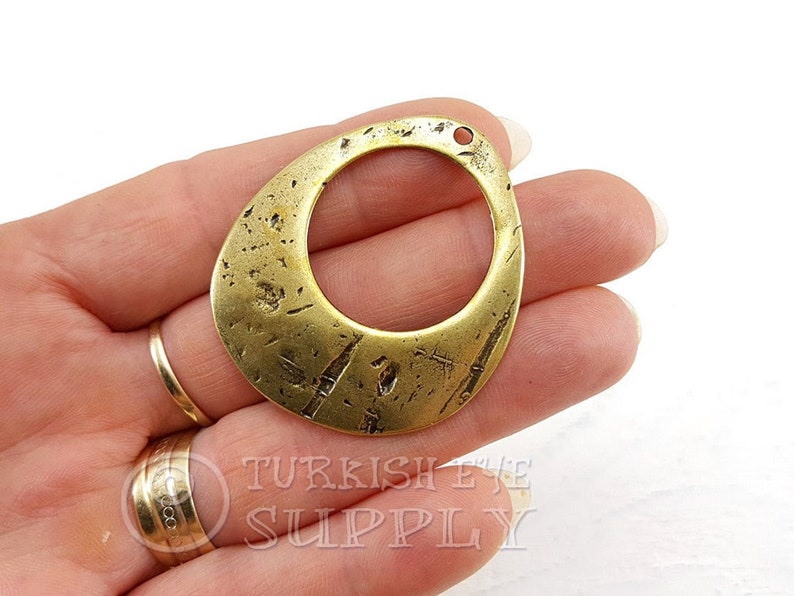 Rustic Loop Pendant Hammered Loop Pendant Bronze Plated 1Pc Bronze Teardrop Pendant Jewelry Component Hammered Oval Loop Pendant