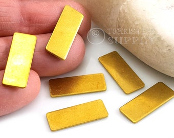 Brass Stamping Blanks, Brass Rectangle Connectors, No Hole Blanks, Rectangle Stamping Tag, Brass Stamping Charms, Raw Brass Findings, 25Pc
