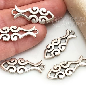 Tribal Fish Charms, Silver Fish Pendant, Antique Silver Plated Fish Charms, Fish Necklace Pendant, Jewelry Components, 6pc
